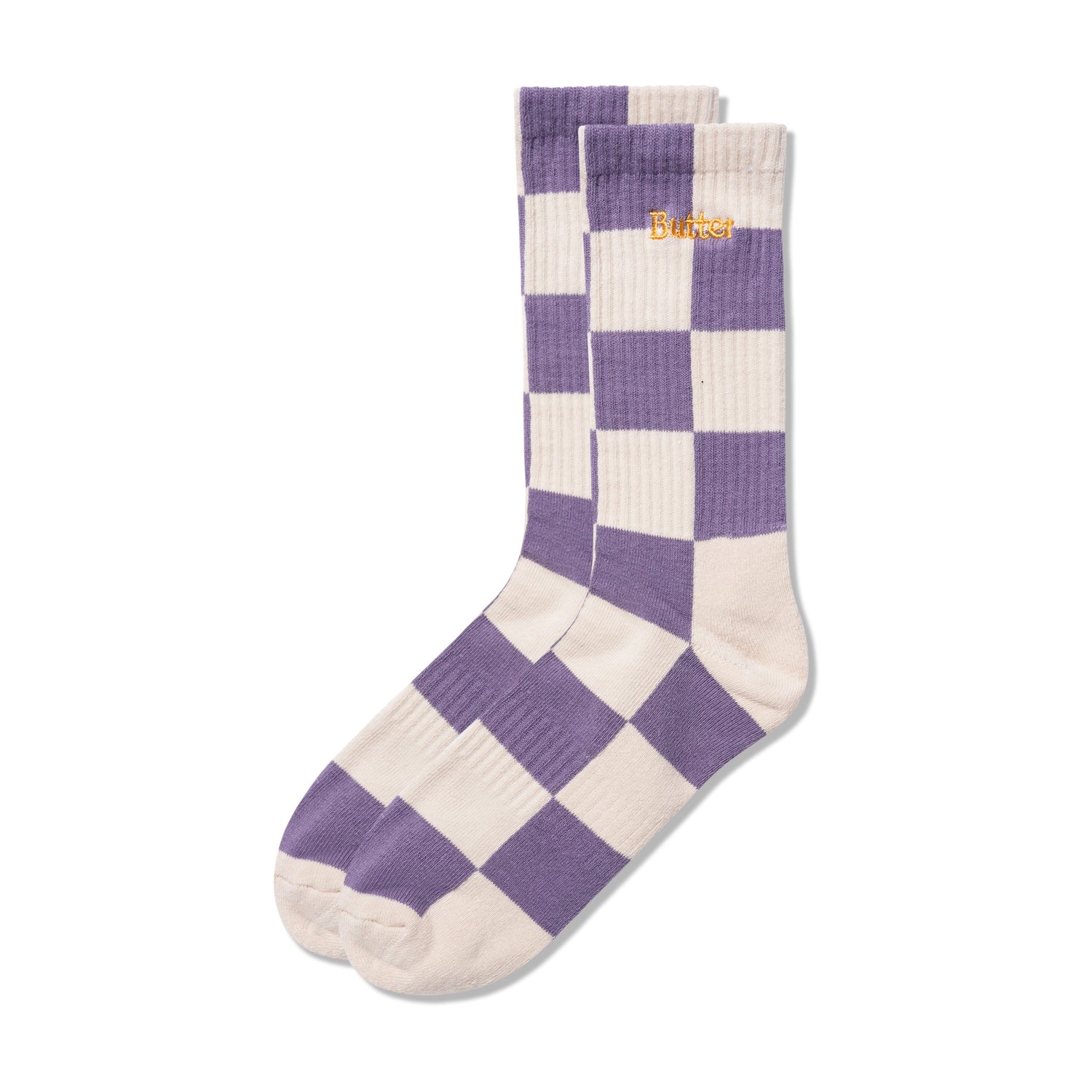 Checkered Socks, Cream / Lavender