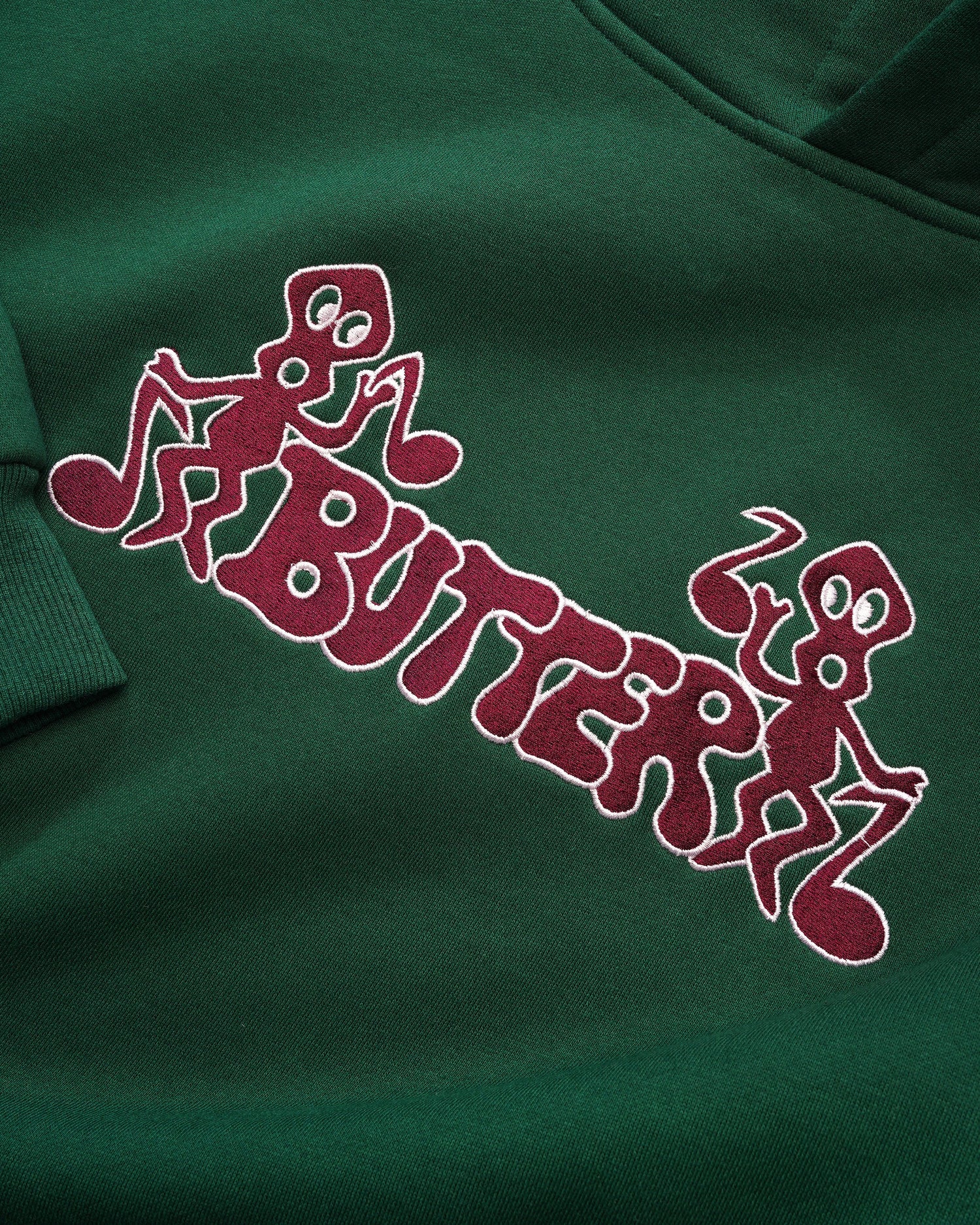 Notes Embroidered Pullover, Forest Green