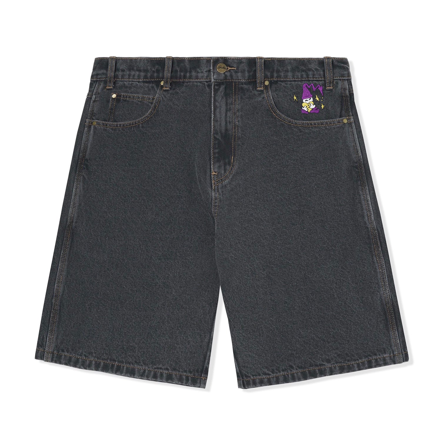 Wizard Denim Shorts, Washed Black